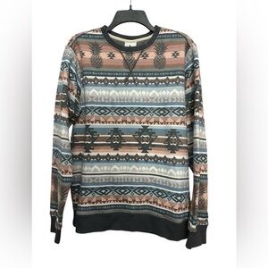 Chubbies Lounge Sweatshirt Aztec Tribal Print Pineapple Unisex Medium Crew Neck
